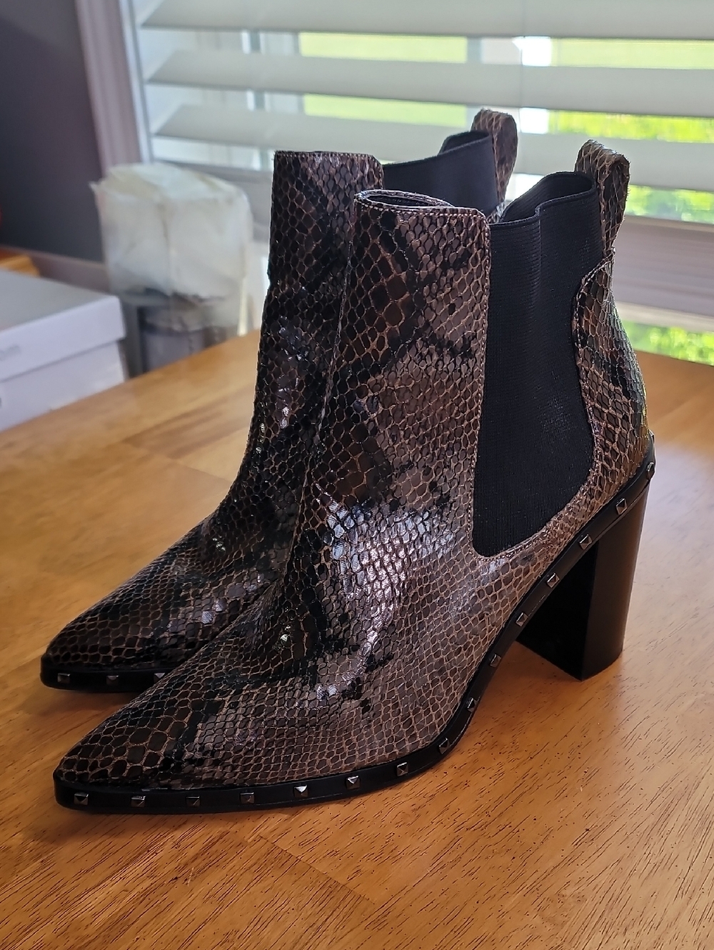 Charles David ☆ Snake-Print Ankle Boots